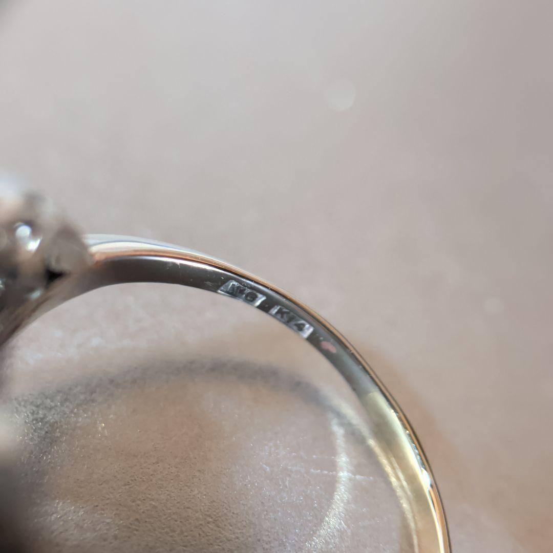 リング　K14　585　WG　天然ウォーターオパール　ガラス　3.16g　ソ付