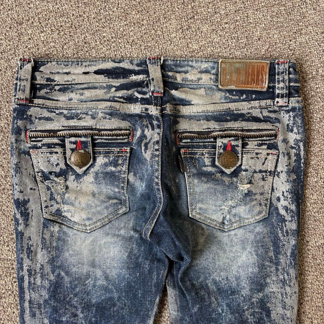 vintage d.i.a ローライズ ブーツカット シルバーラメデニム