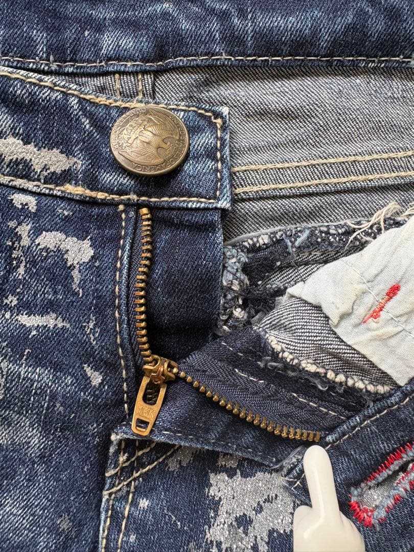 vintage d.i.a ローライズ ブーツカット シルバーラメデニム