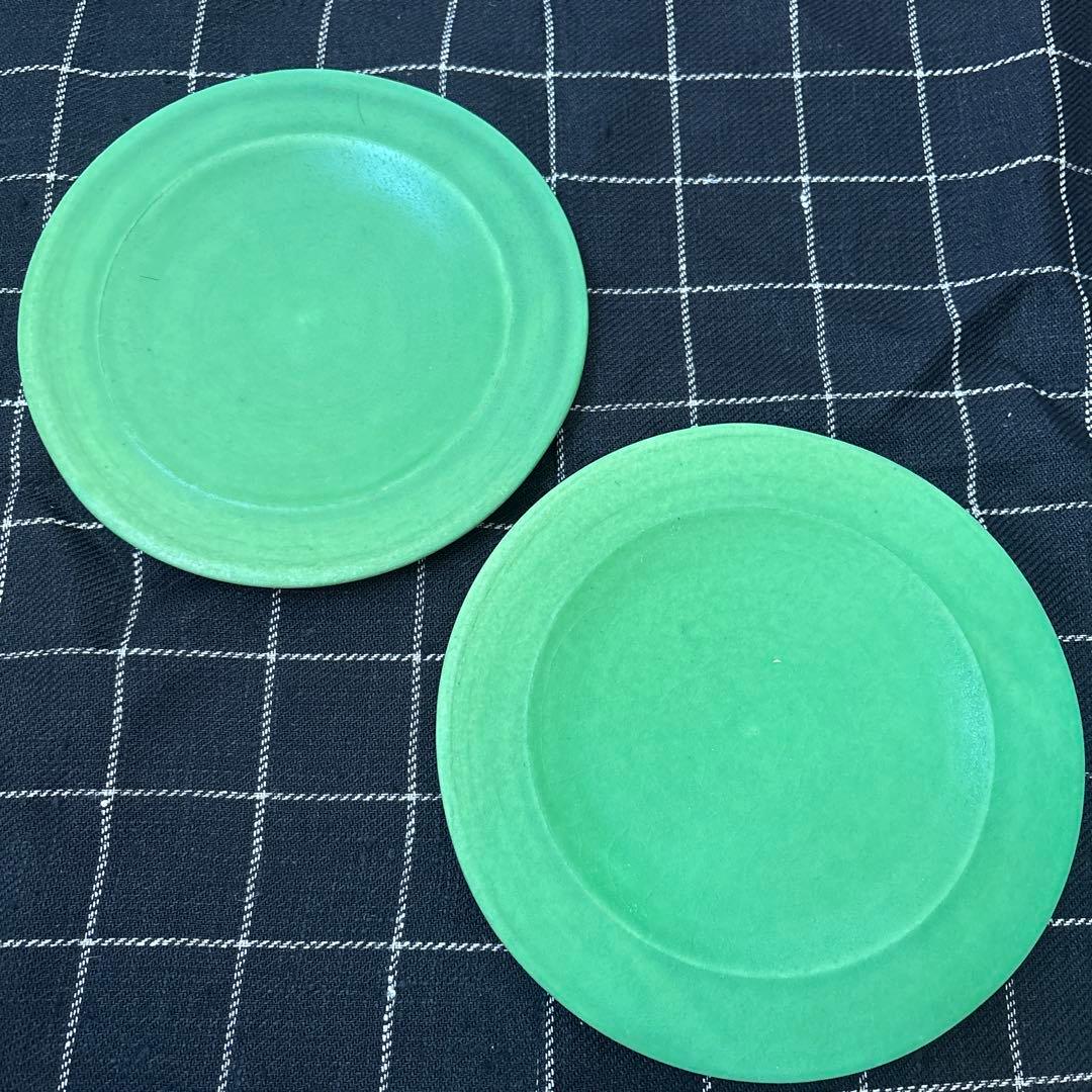 吉村和美　プレート　グリーン　21cm 二枚セット