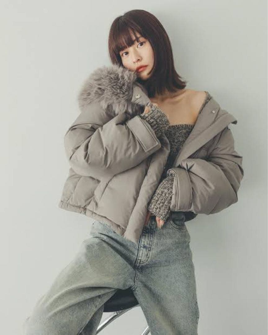 snidel スナイデル 西川 フードファーショートダウン モカ