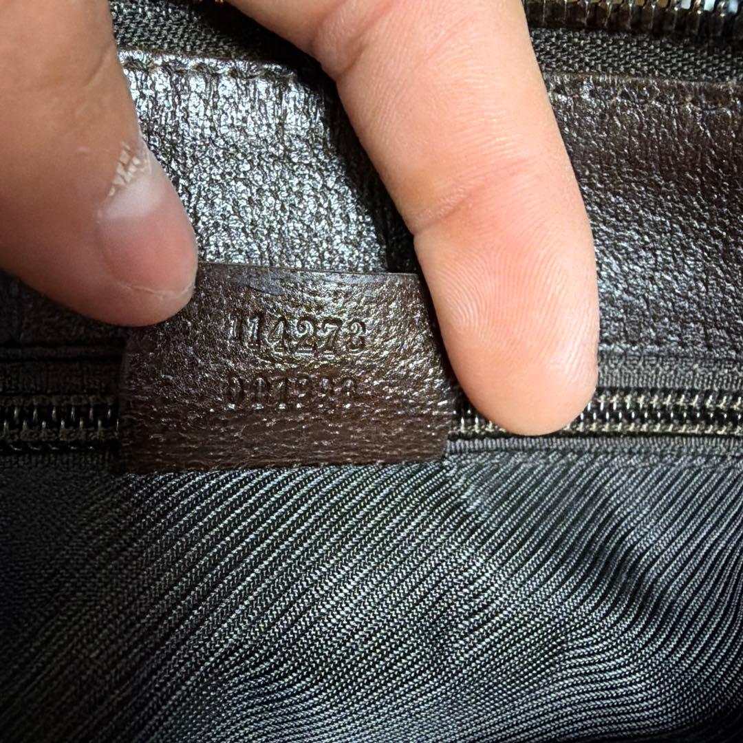 GUCCI グッチショルダーバッグGGキャンバス レザー ブラウンロゴ