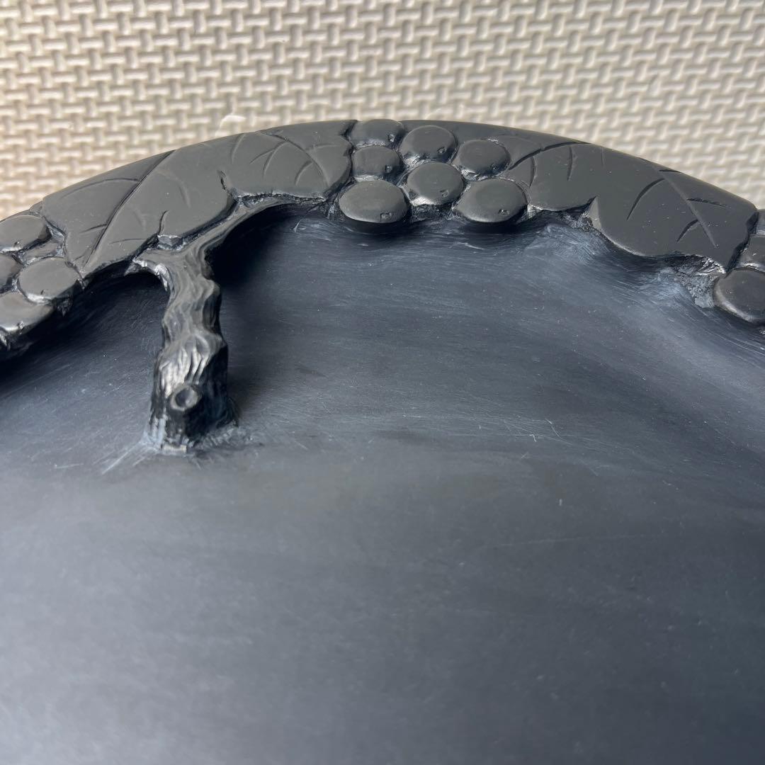 ⭕️奥山朝陽　大型硯　径18cm葡萄刻研　雨畑硯　芳龍閣本舗　名工　望月秀峰