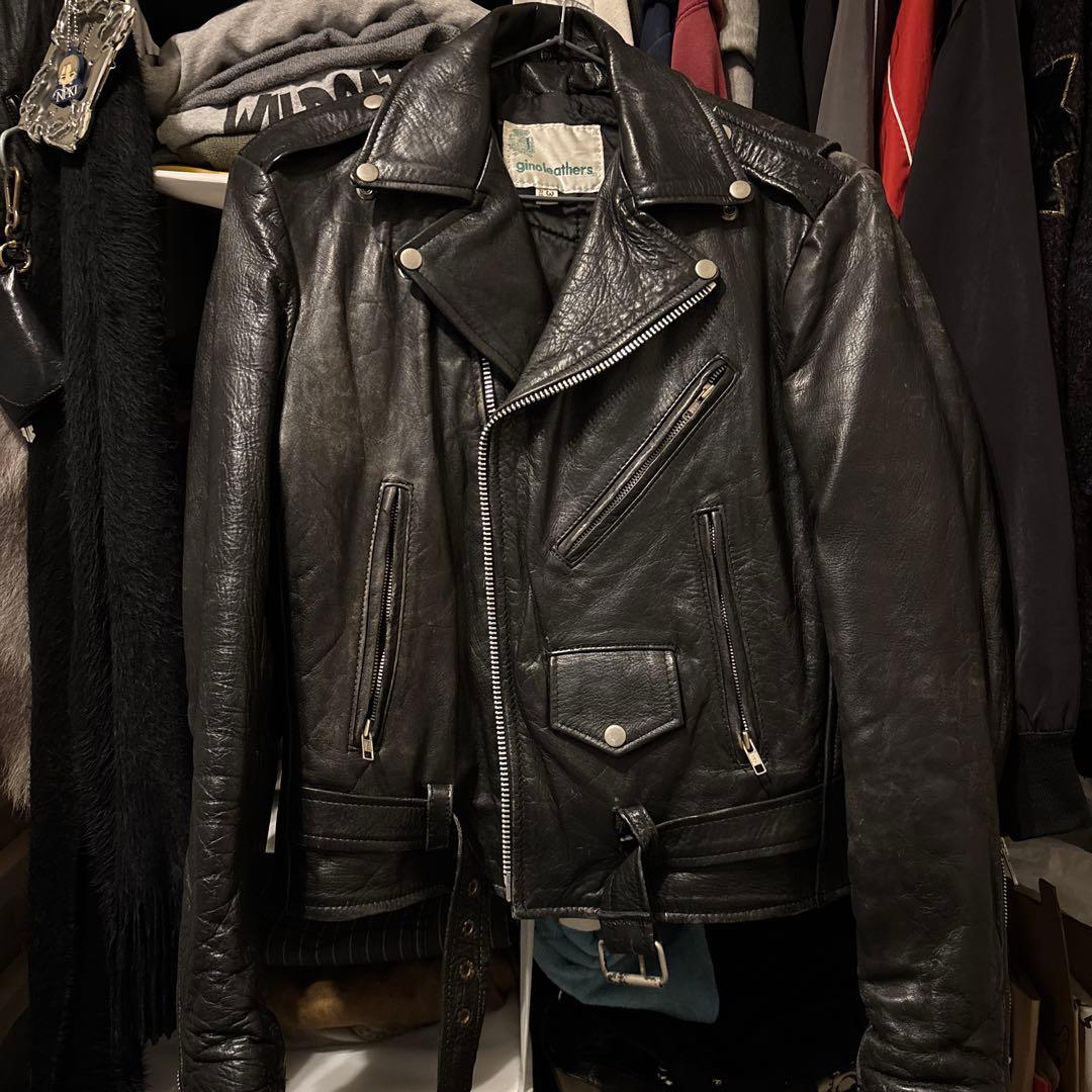 黒レザー ダブルライダースジャケット