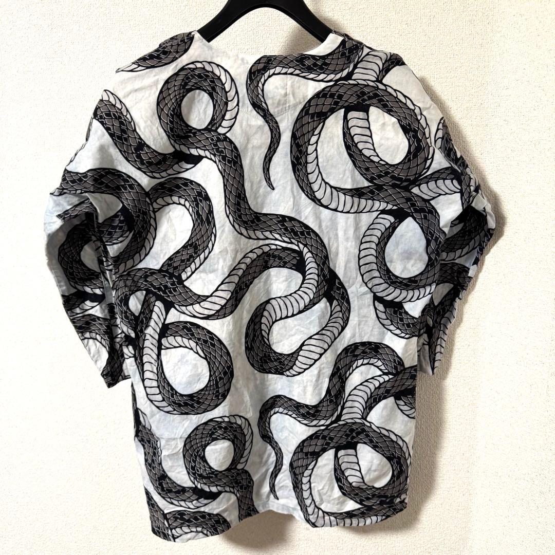 BUENA VISTA 宵々祇園 鯉口シャツ 蛇柄 M 白黒