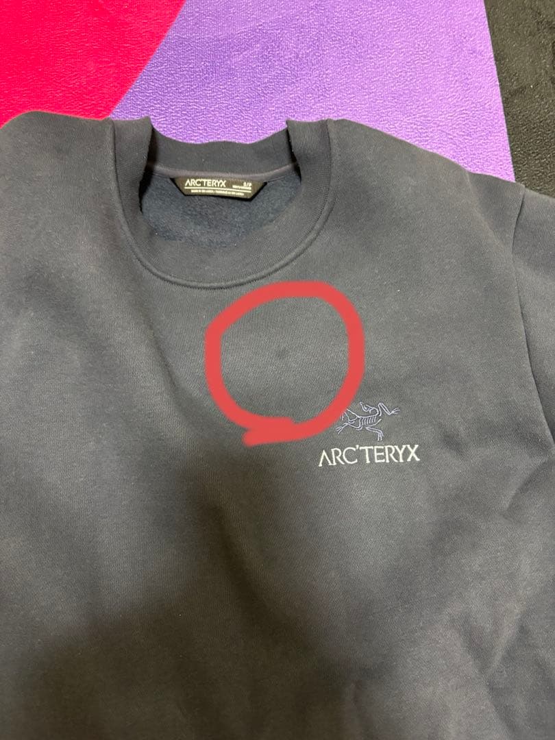 ARC'TERYX エンブレムフリースクルーメンズ ブラックサファイアSサイズ