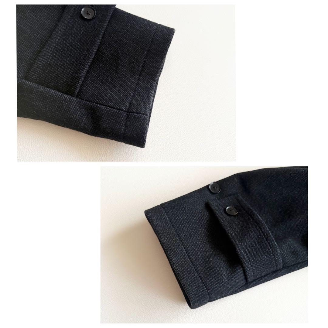 【オーラリー】ウールシルクメルトンロングダッフルコート フード付き ネイビー系