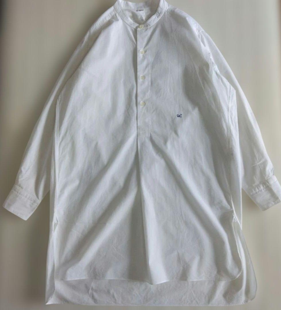 【45R】長袖ロングシャツ バンドカラー　美品