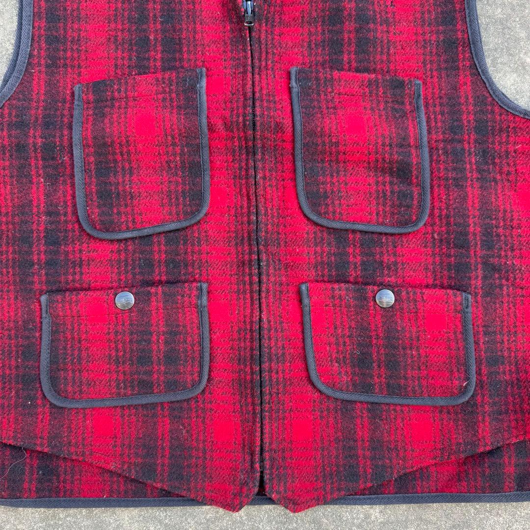 こうた　USA製 70s L.L.Bean ウールベスト チェック 赤黒