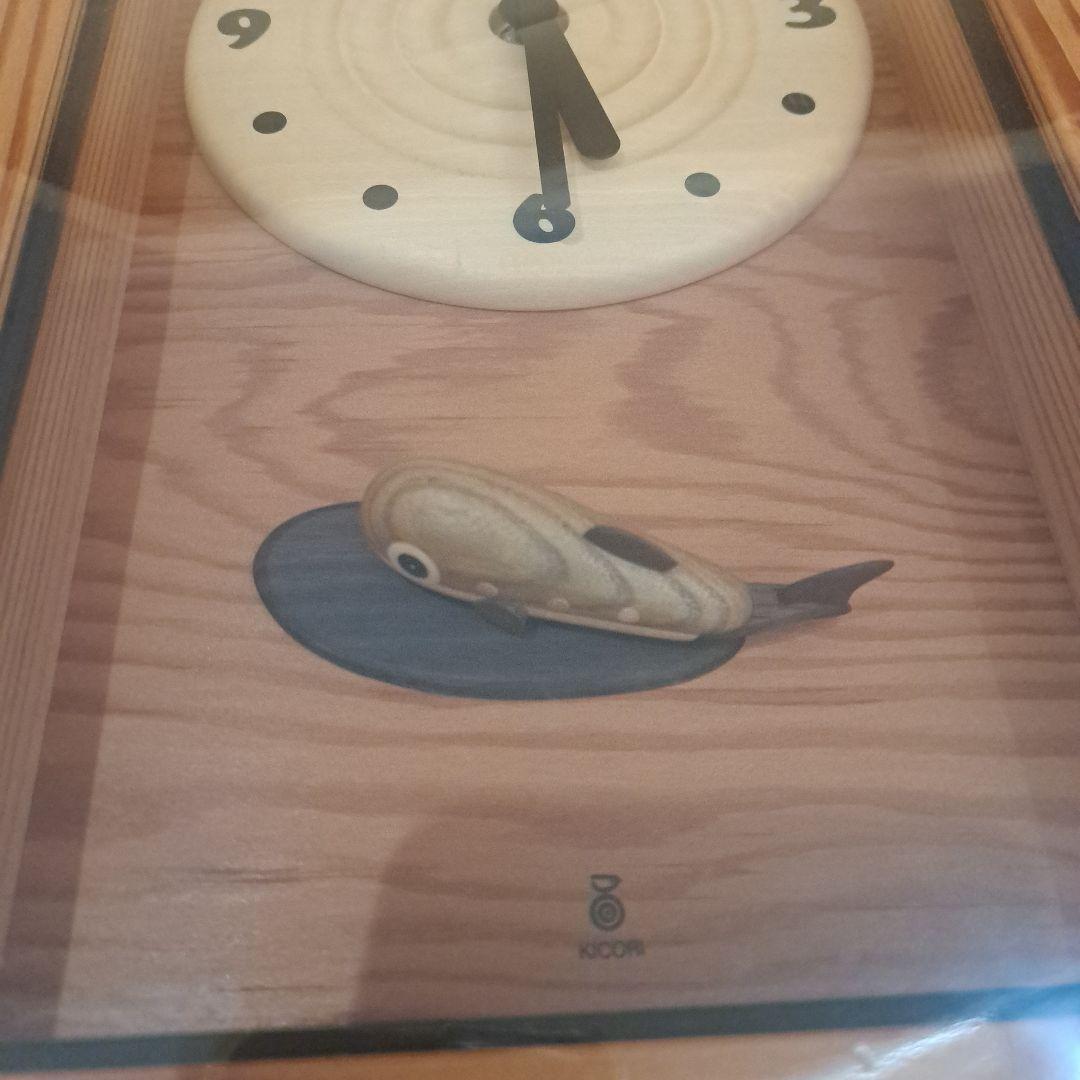 くじら　KICORI DESIGN 木製掛時計　置時計 魚モチーフ　ヤマメ