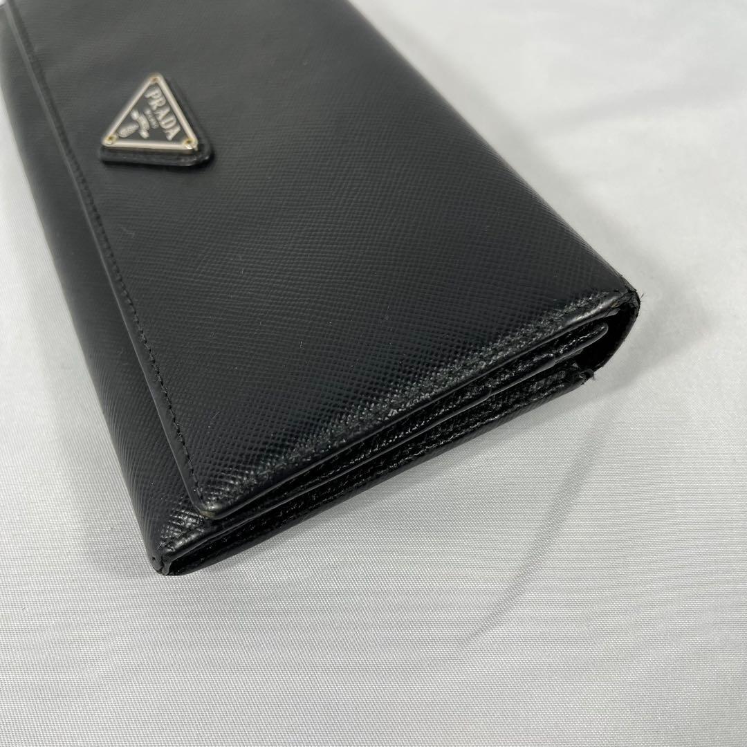 PRADA プラダ　サフィアーノレザー長財布　三角ロゴ　ブラック