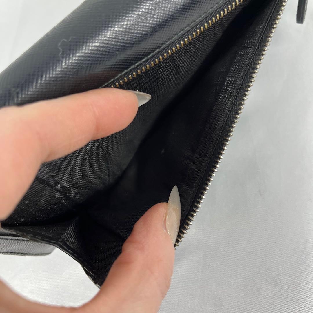 PRADA プラダ　サフィアーノレザー長財布　三角ロゴ　ブラック