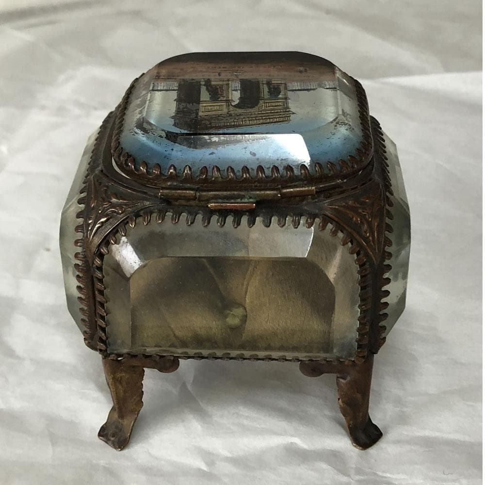 e2768 ガラス ミニ アクセサリーケース 古硝子 指輪ケース