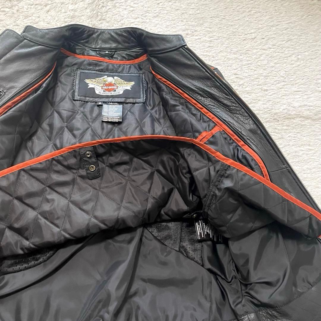 美品 ハーレーダビッドソン レザー ライダースジャケット 黒 シングル S