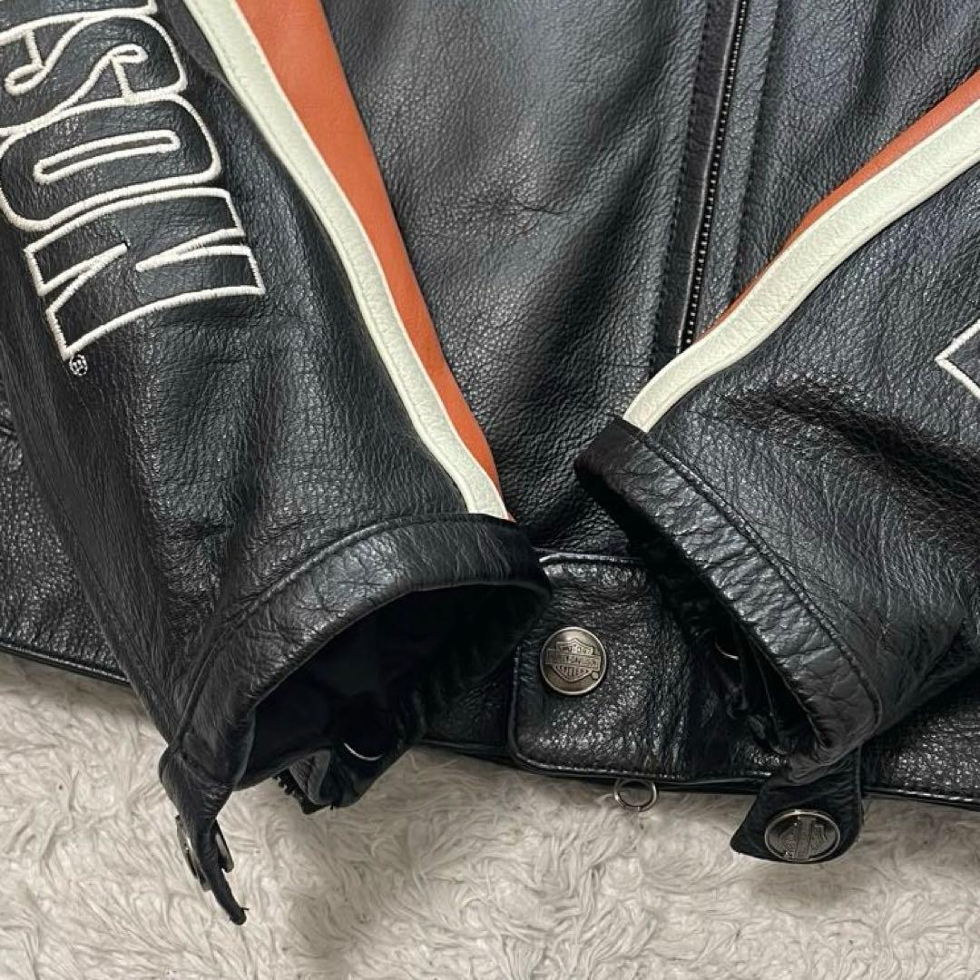 美品 ハーレーダビッドソン レザー ライダースジャケット 黒 シングル S
