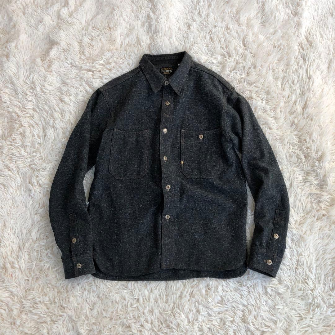 Eight g エイトジー　デニムシャツ　40　ブラック　ブルー