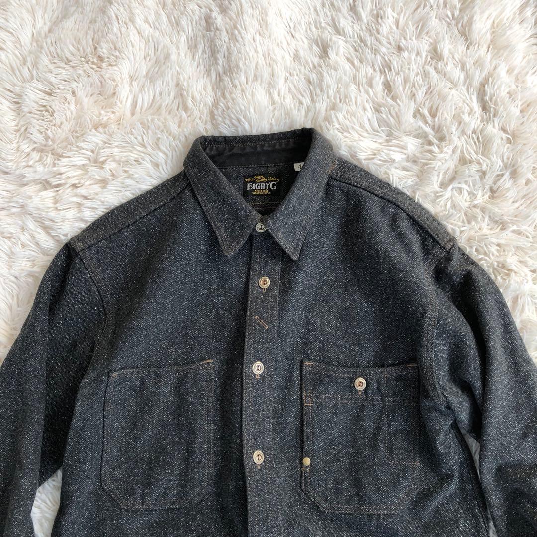 Eight g エイトジー　デニムシャツ　40　ブラック　ブルー