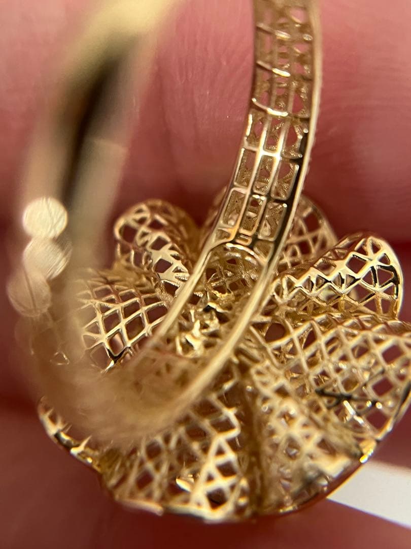 新品K18YGアコヤパール8mmフラワーリング指輪