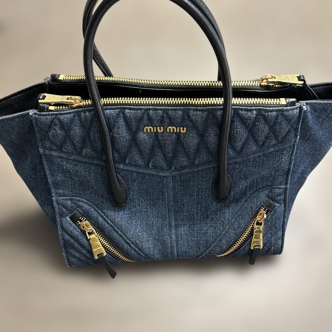 miumiu バイカーデニム　2way ハンドバッグ　＆ショルダー