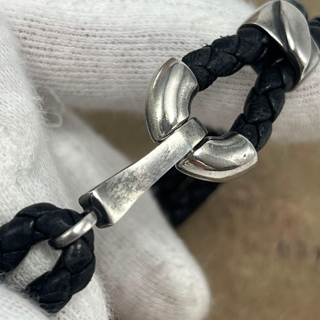 ✨極美品✨ボッテガ・ヴェネタ イントレチャート　レザーブレスレット　SV925