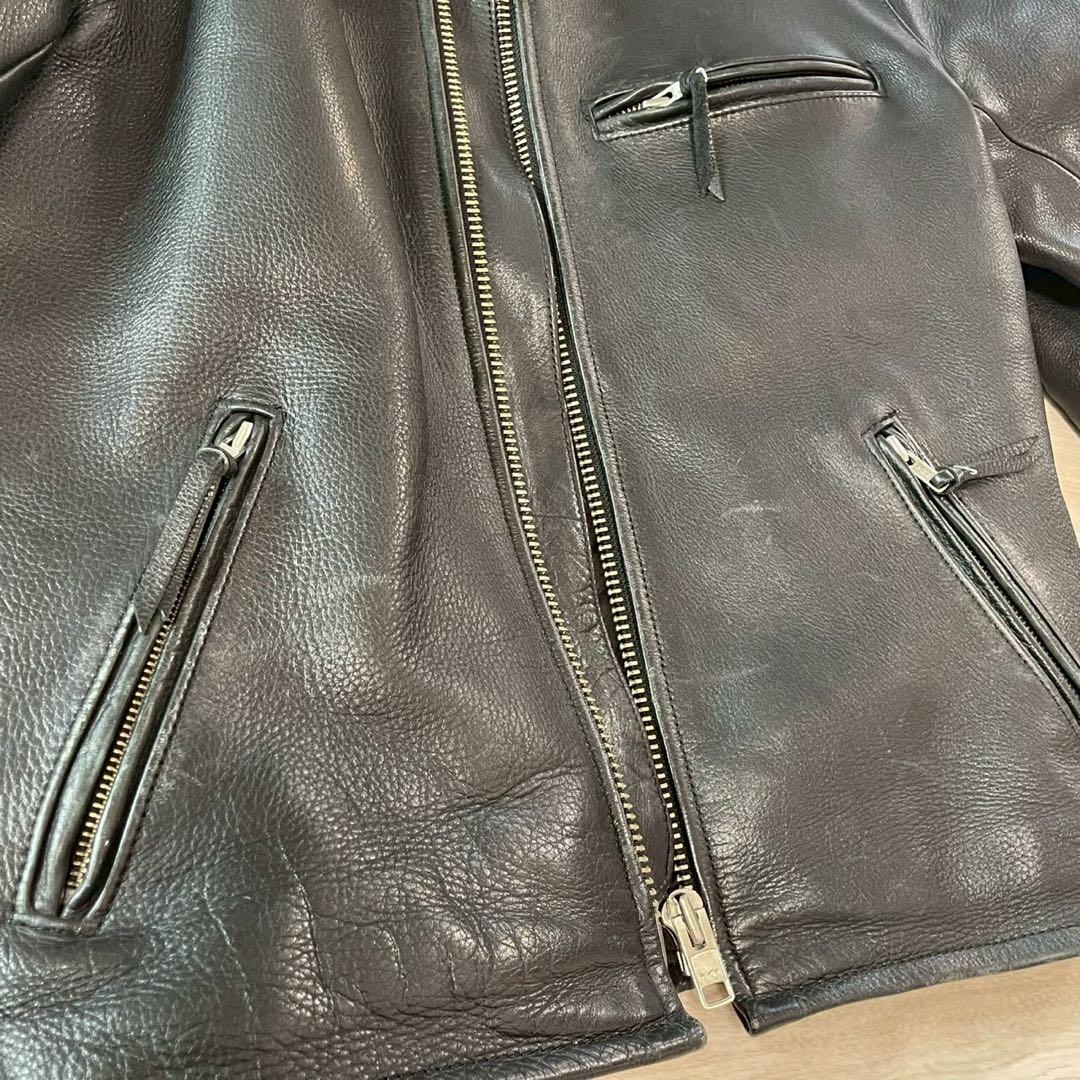 FREEDOM　牛革　シングルライダースジャケット　黒　サイズ32(S-SS)