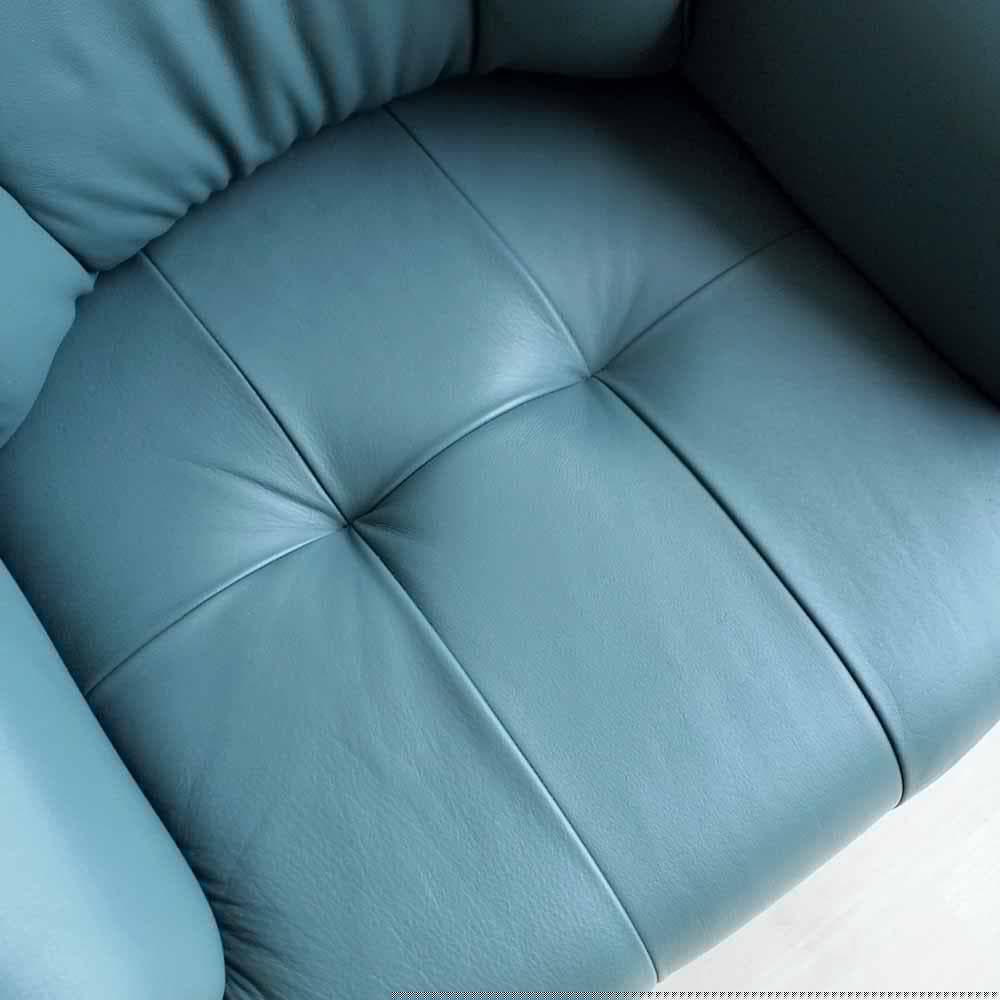 90's カリモク 本革 1人掛けソファ A 応接 ZR24324