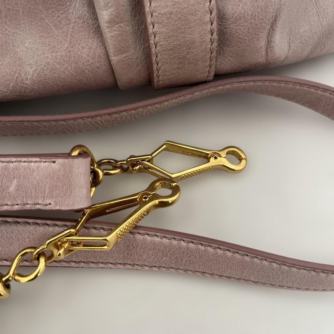 ミュウミュウ VITELLO LUX ショルダーバッグ　ピンク ベージュ