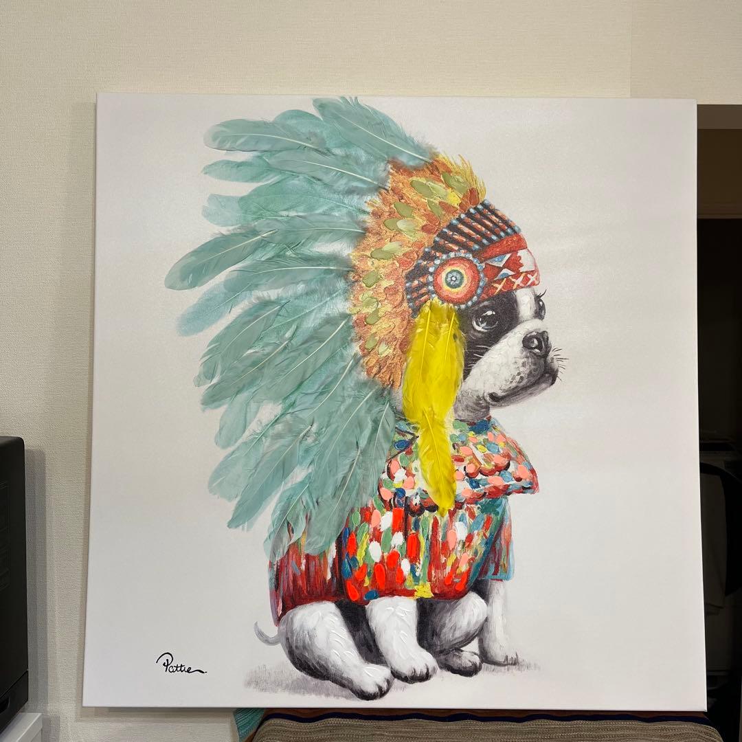 KARE ヘッドドレスドッグ80×80cm　キャンバスピクチャー　アート