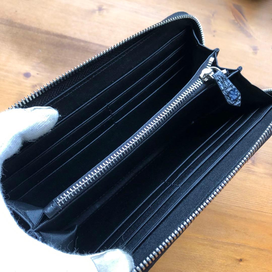 ア*オ様 本物　クロコダイル　シャムワニ　 長財布 ワニ革 一枚革　青ブルー