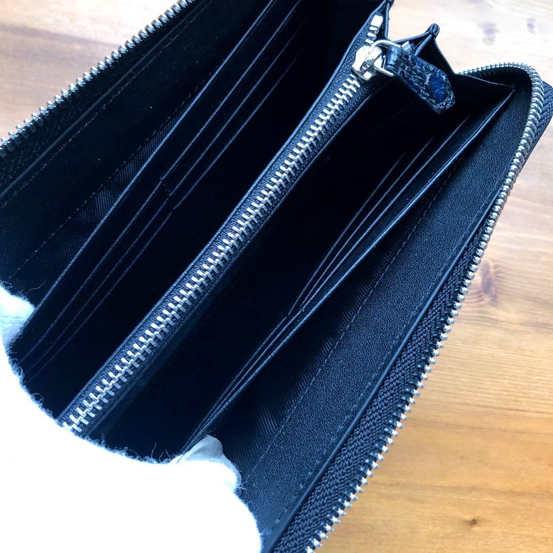 ア*オ様 本物　クロコダイル　シャムワニ　 長財布 ワニ革 一枚革　青ブルー