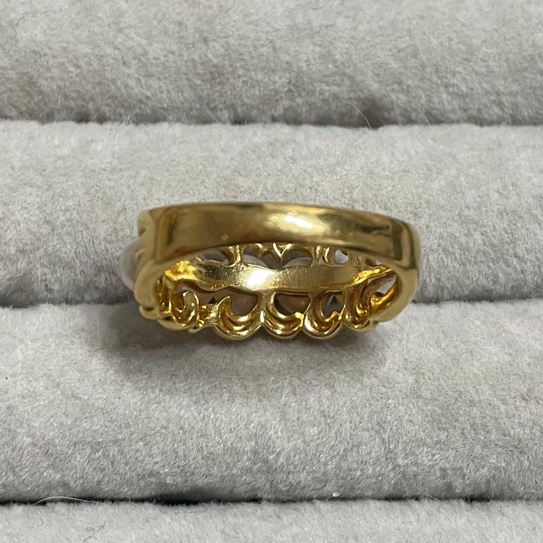 K18 ゴールド パール リング 指輪 6.0g 約11号