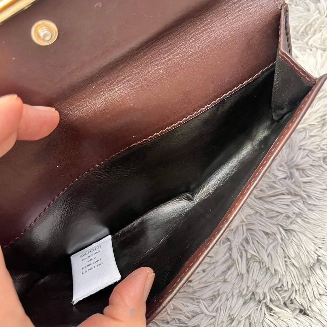 良品✨GUCCI シマ　長財布　ダークブラウン　ロゴプレート　Wホック