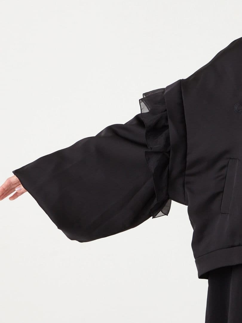 【美品】ふりふ Theatre 刺繍スカジャン ブラック 黒 猫 ねこ