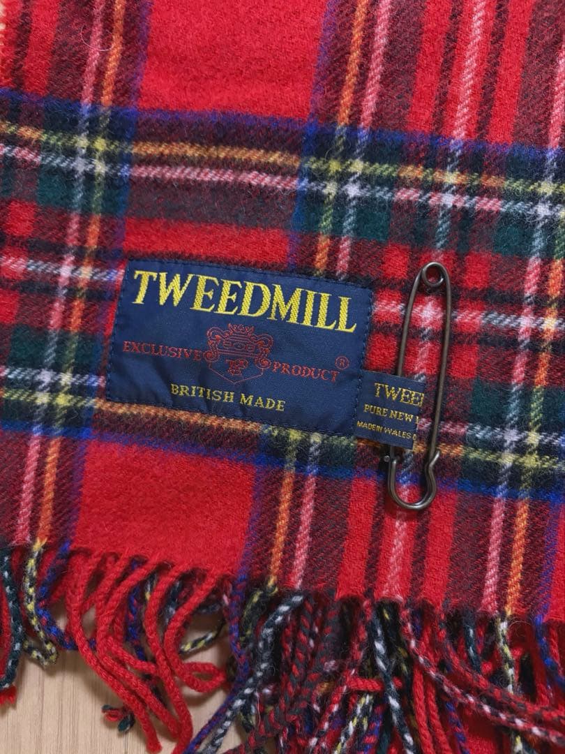 美品　TWEEDMILL 大判サイズストール　ラムウール　大人気カラー赤
