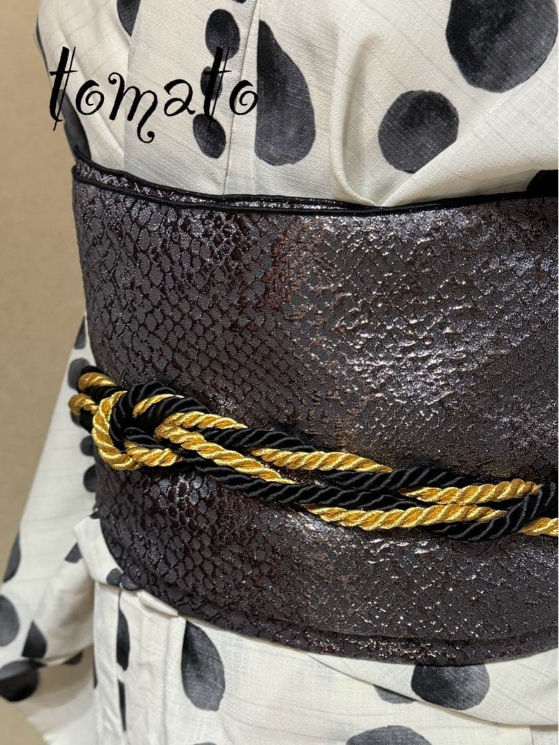 大人兵児帯【クロコダイル　ブラック】　天然石の羽織紐【ワイン】のセット