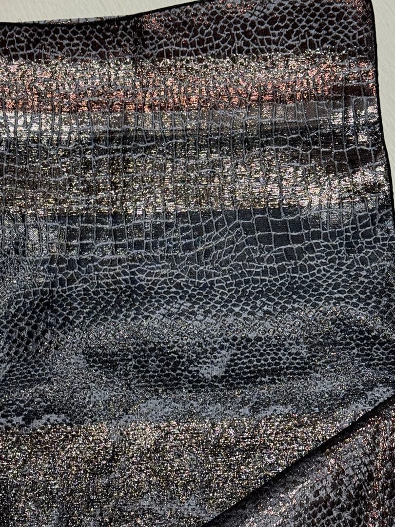 大人兵児帯【クロコダイル　ブラック】　天然石の羽織紐【ワイン】のセット