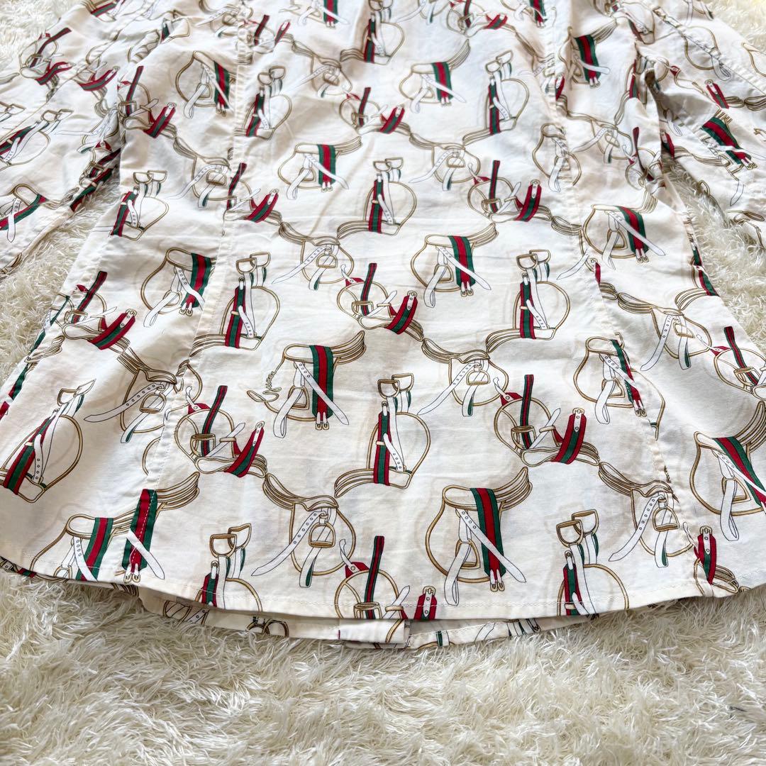 【美品】GUCCI グッチ　シャツ　シェリーライン　大きいサイズ　長袖　総柄　L