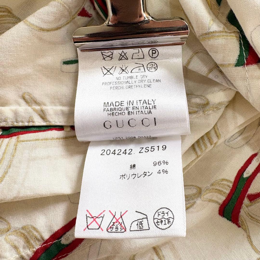 【美品】GUCCI グッチ　シャツ　シェリーライン　大きいサイズ　長袖　総柄　L