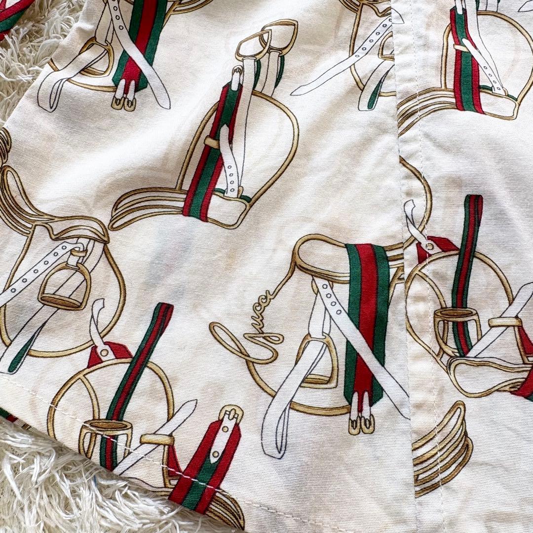 【美品】GUCCI グッチ　シャツ　シェリーライン　大きいサイズ　長袖　総柄　L