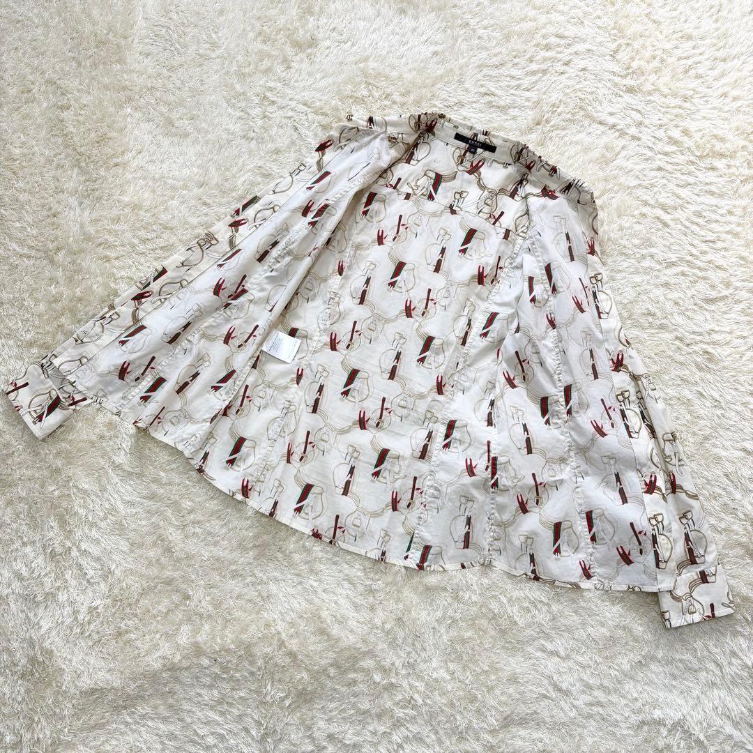 【美品】GUCCI グッチ　シャツ　シェリーライン　大きいサイズ　長袖　総柄　L