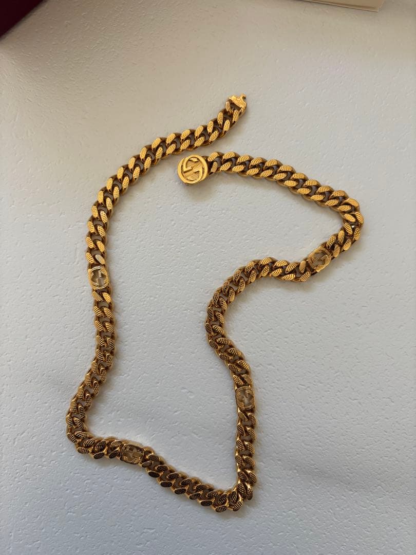 GUCCI インターロッキング ネックレス ゴールド ゴルメットチェーン 喜平