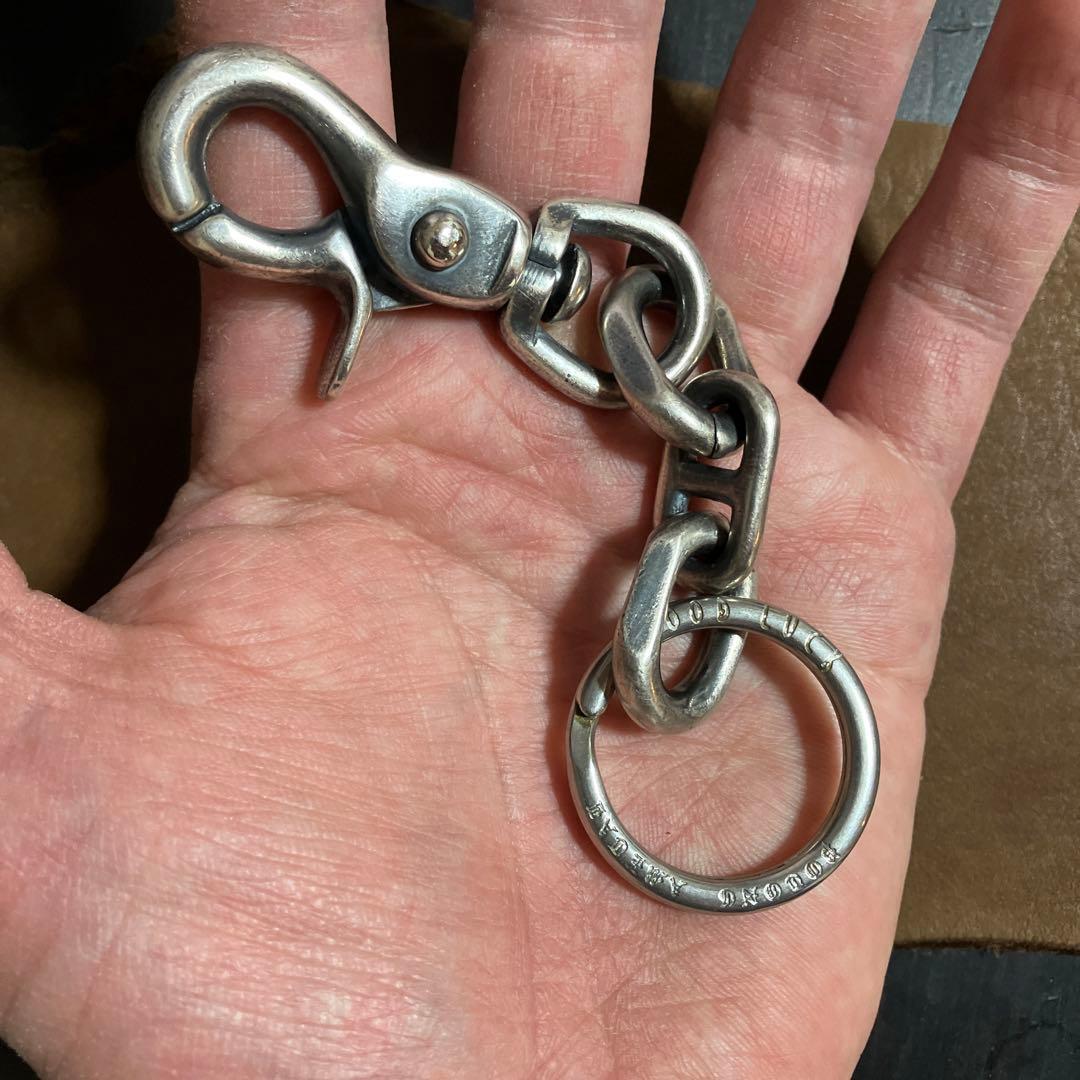 ブラス製　シルバーメッキキーチェーン　新品未使用！刻印入り二重リング付き