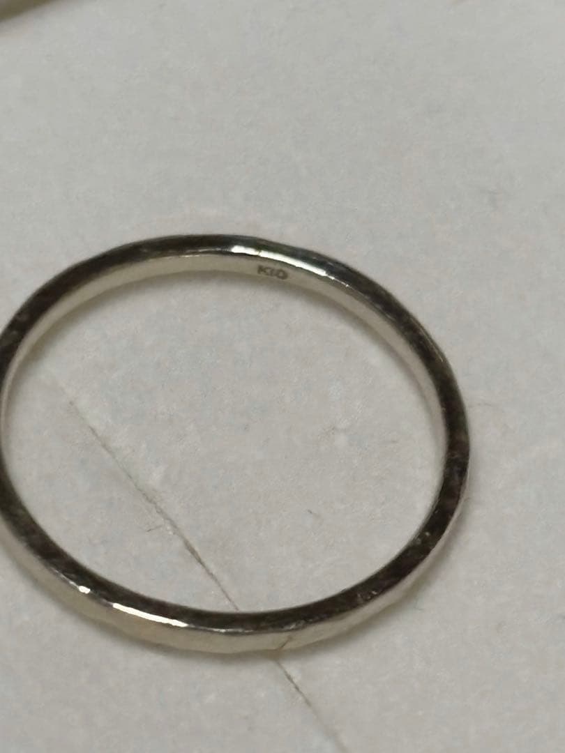 agete K10 シャンパンホワイトゴールド クラフトピンキーリング 3号