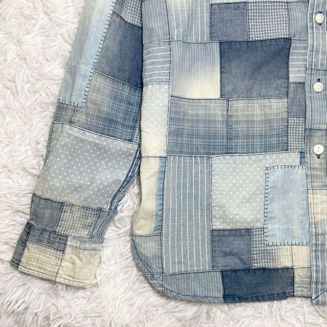 【美品】ラルフローレン　パッチワークシャツ・デニムシャツ・インディゴ・ネイティブ