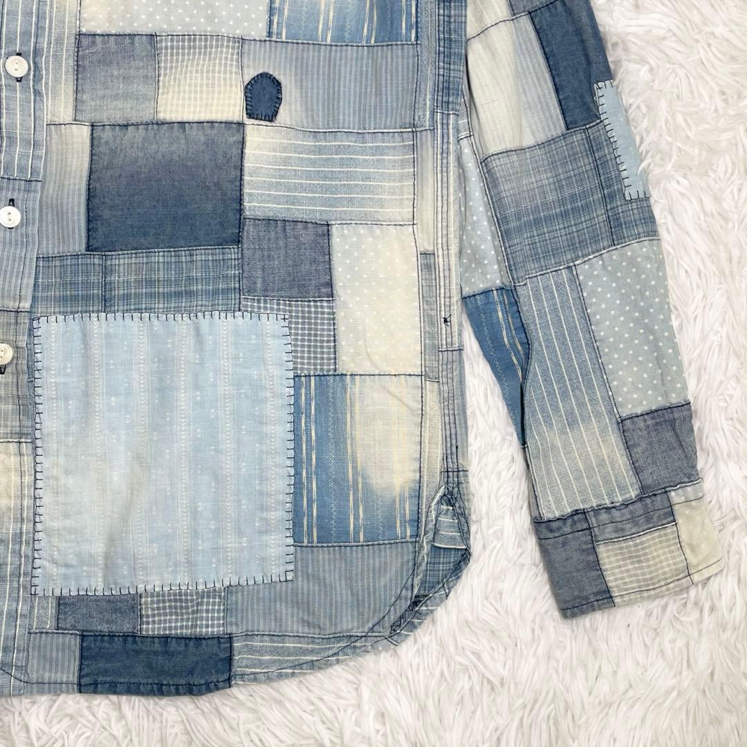 【美品】ラルフローレン　パッチワークシャツ・デニムシャツ・インディゴ・ネイティブ