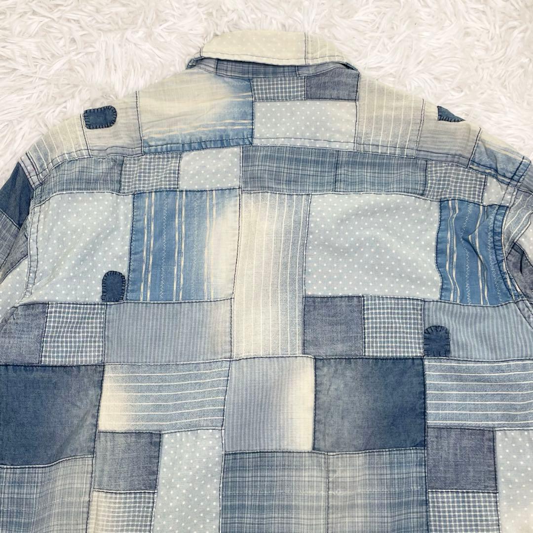 【美品】ラルフローレン　パッチワークシャツ・デニムシャツ・インディゴ・ネイティブ