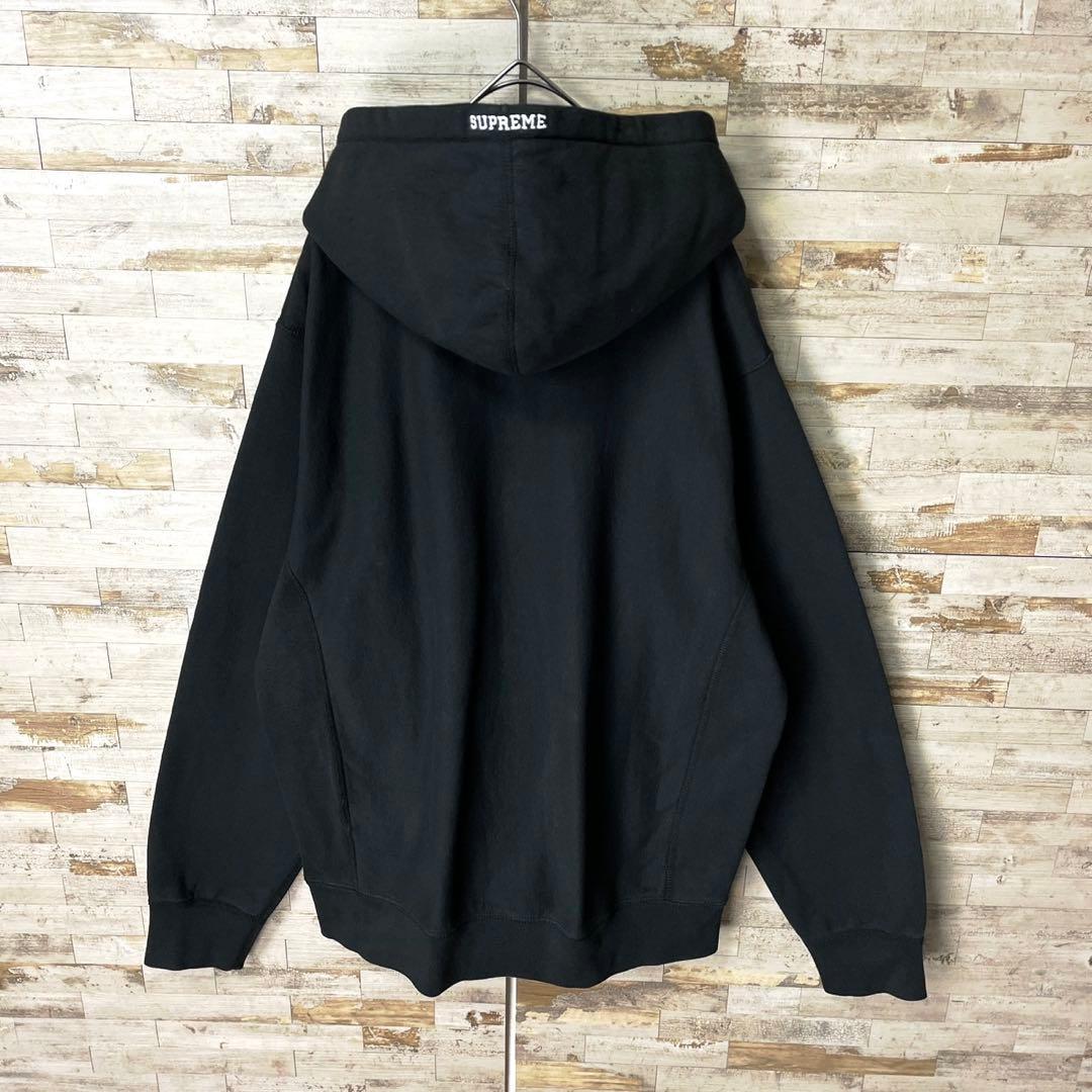 3348 U【入手困難モデル】シュプリーム☆Sロゴ レザー パーカー ブラック