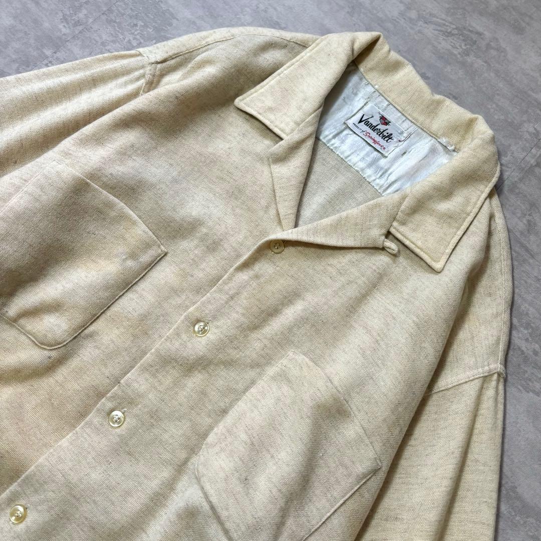 60s vintage Springfoot ウール 開襟シャツ カスリ