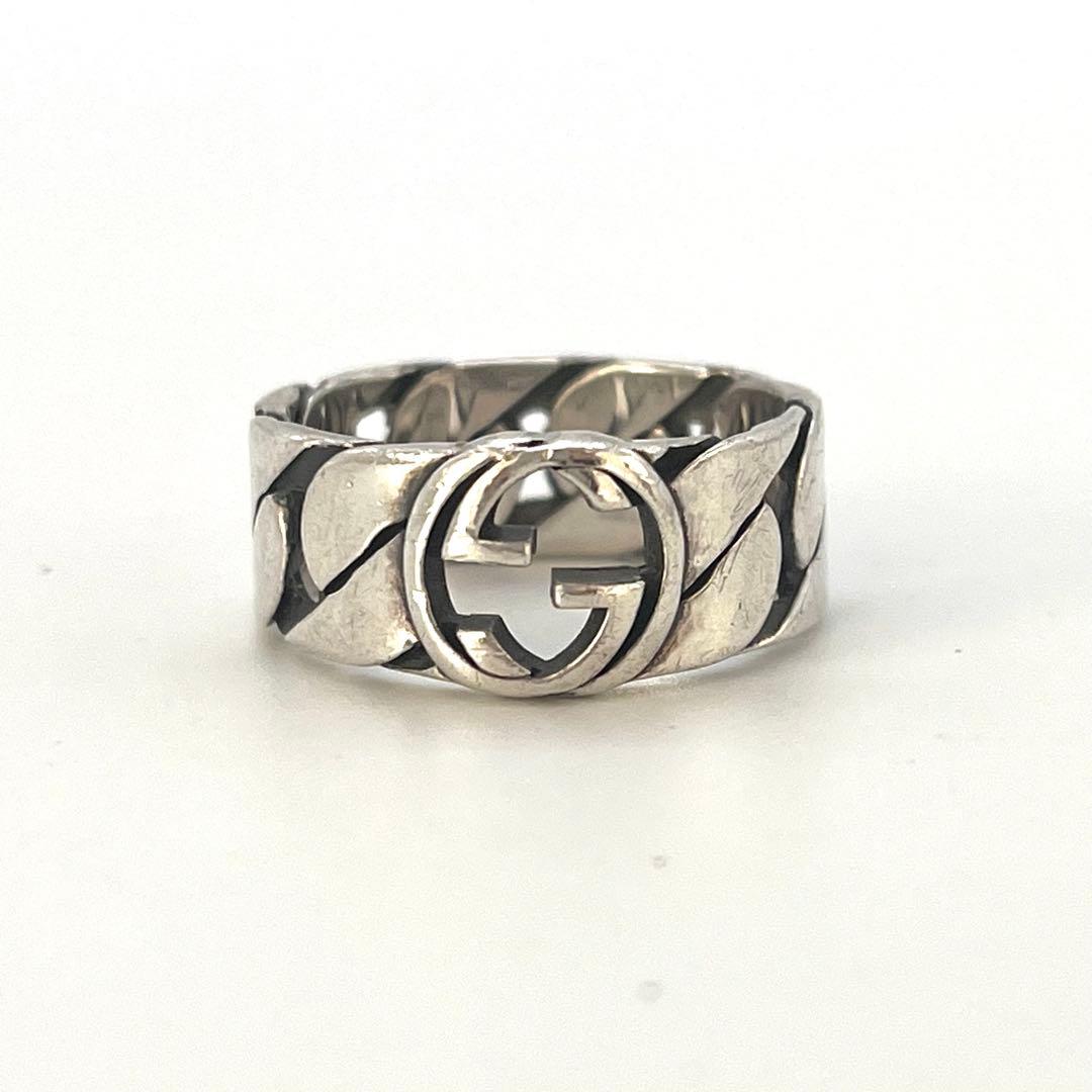 グッチ　リング　インターロッキング　15号　シルバー　ダブルG 蛇　ヘビ