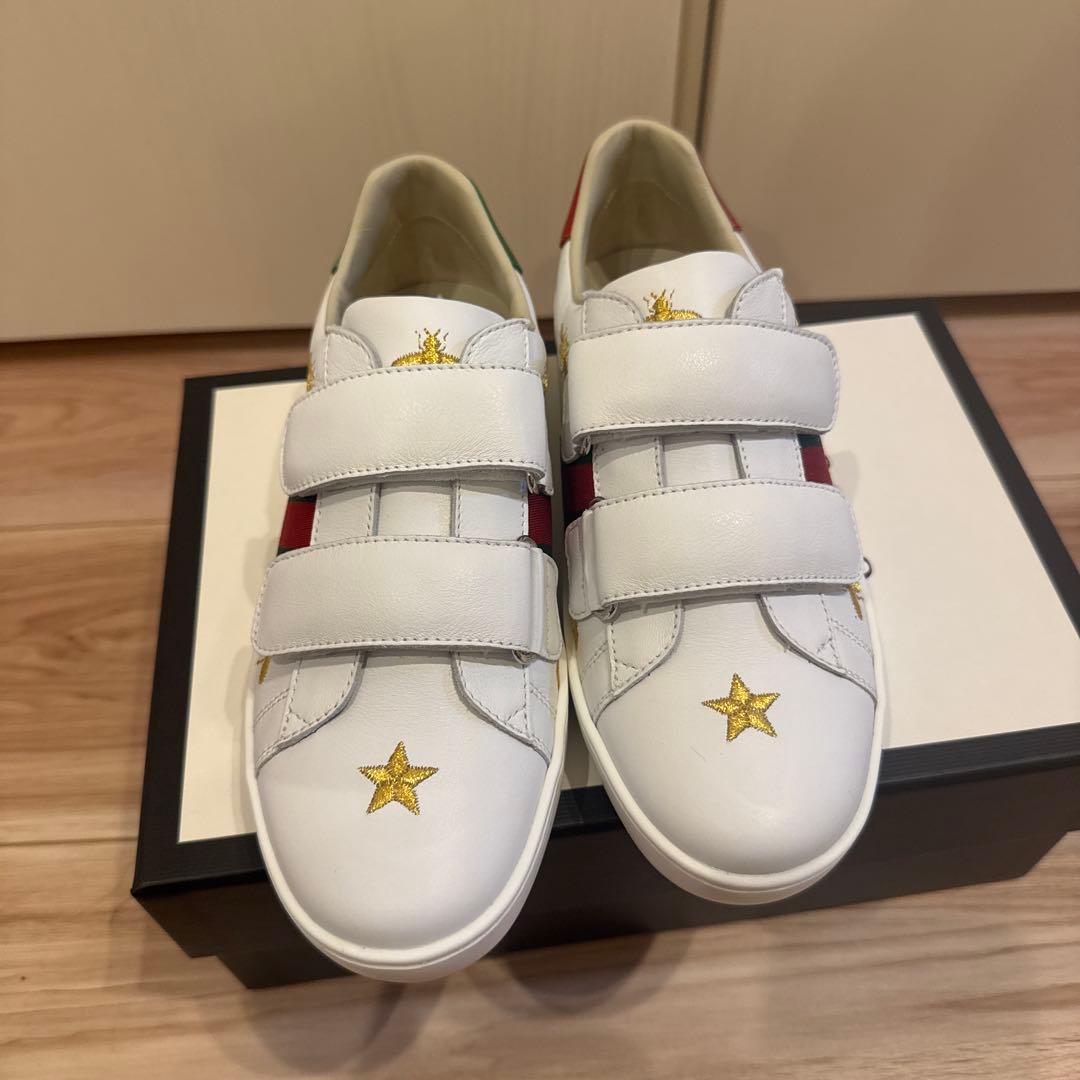 GUCCI ベルクロスニーカー ホワイト/レッド/グリーン